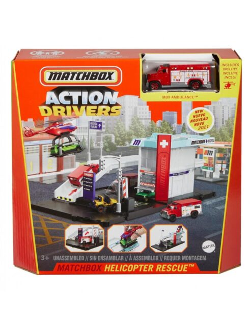 MATCHBOX Action Drivers Helicopter Rescue Playset Μικρά Σετ Δράσης GVY82  - MATCHBOX