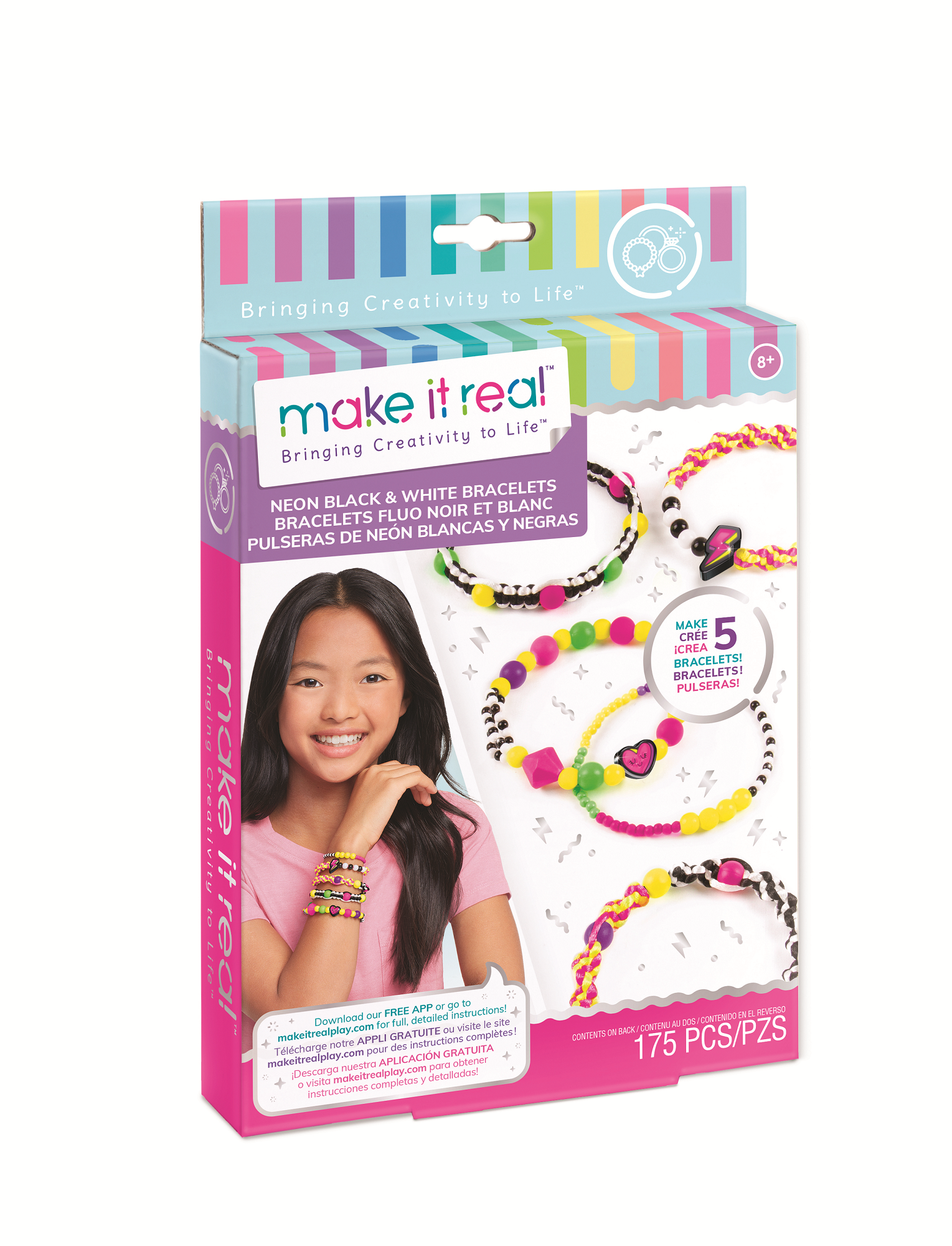 Make it Real - Neon Black & White Bracelets (1209) - Make it Real