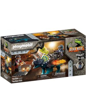 Playmobil Dino Rise Τρικεράτωψ με πανοπλία-κανόνι και μαχητές 70627 - Playmobil, Playmobil Dino Rise