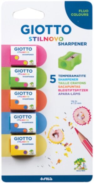 Giotto Ξύστρα Fluo Stilnovo 5 τεμαχίων σε Blister 000024200 - GIOTTO