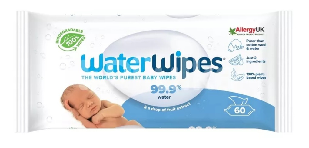 WaterWipes WATERWIPES Μωρομάντηλα 100% Βιοδιασπώμενα Άοσμα 60 Τμχ