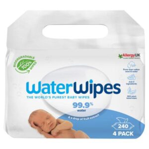 WATERWIPES Μωρομάντηλα 100% Βιοδιασπώμενα Άοσμα  (4ΠΑΚ/60ΤΜΧ) - WaterWipes