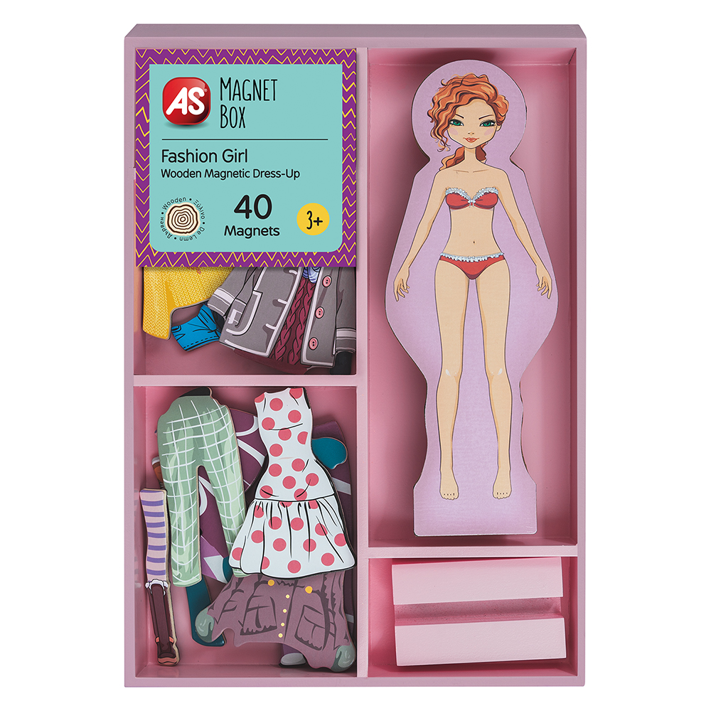 AS Magnet Box Fashion Girl Dress-Up 40 Εκπαιδευτικοί Ξύλινοι Μαγνήτες 1029-64053 - AS Company