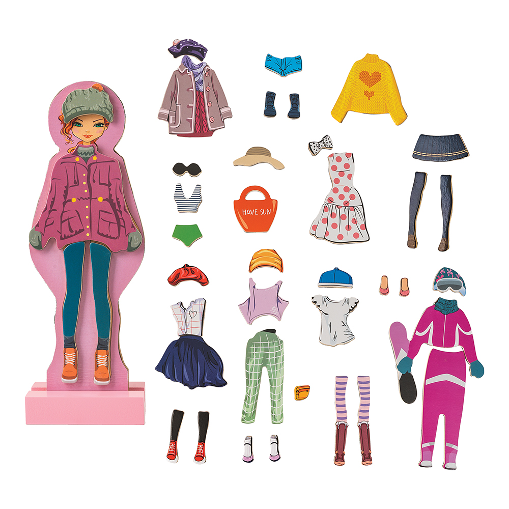 AS Magnet Box Fashion Girl Dress-Up 40 Εκπαιδευτικοί Ξύλινοι Μαγνήτες 1029-64053 - AS Company