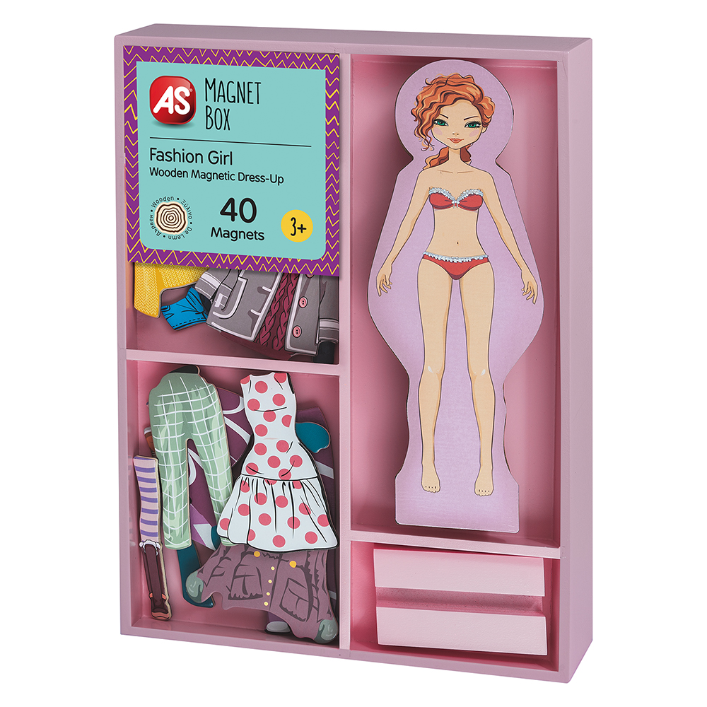 AS Magnet Box Fashion Girl Dress-Up 40 Εκπαιδευτικοί Ξύλινοι Μαγνήτες 1029-64053 - AS Company