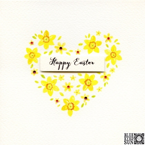 Ευχετήρια Κάρτα Πασχαλινή Happy Easter Flower Heart 16x16 320gsm FSC CH979 - GIFTS & FIGURES