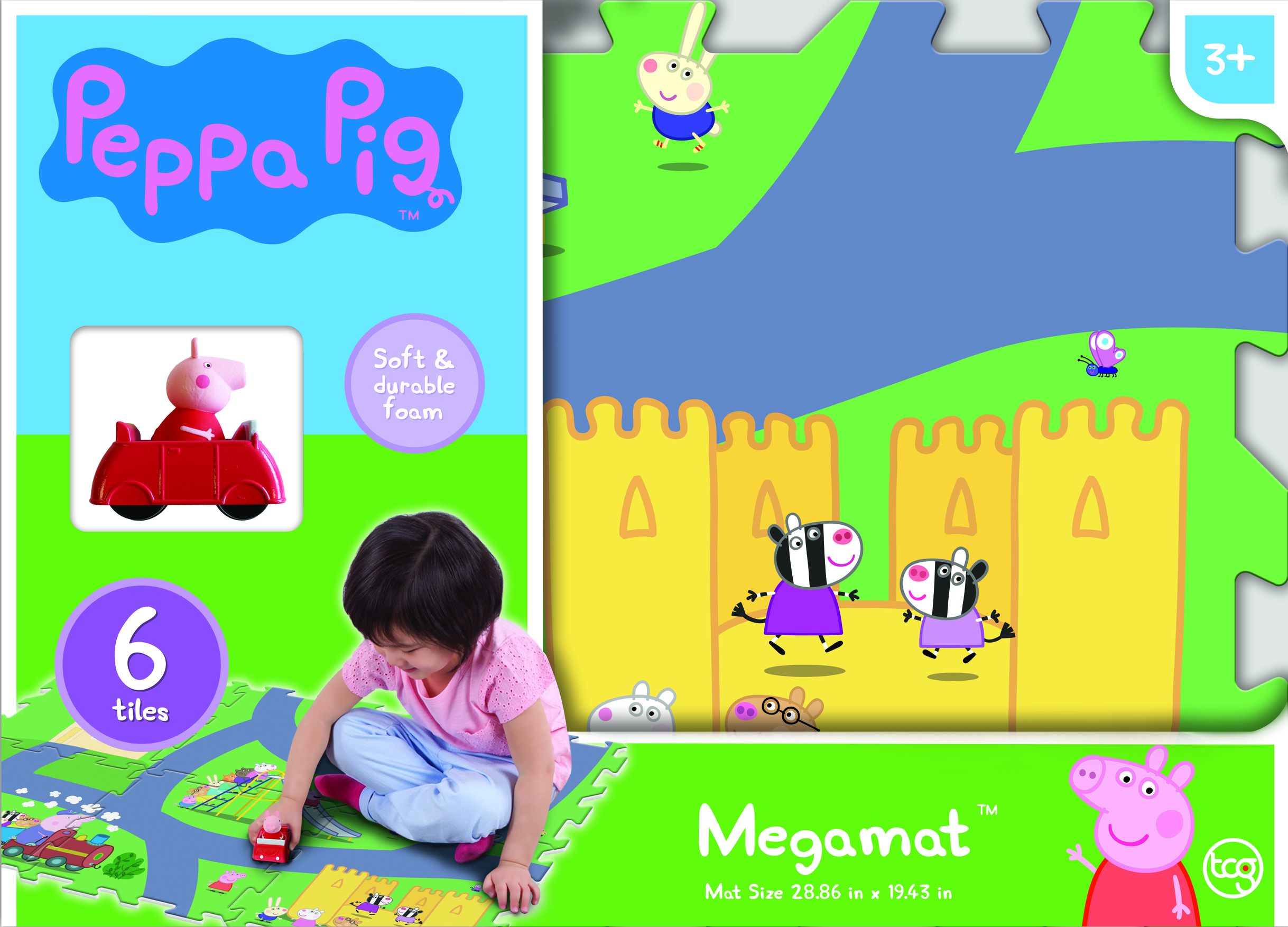 Peppa Pig Megmat Χαλάκι- 6 Κομμάτια Παζλ με Οχηματάκι  PP021000 - Peppa Pig