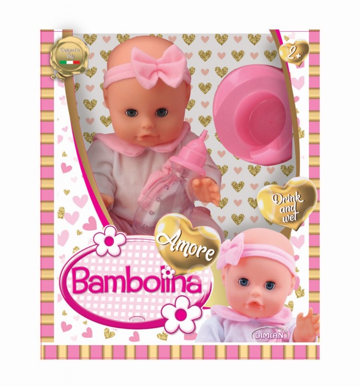 Bambolina amore κούκλα μωρό 33εκ. πιπί ποπό & γιο-γιο bd1807 - Bambolina