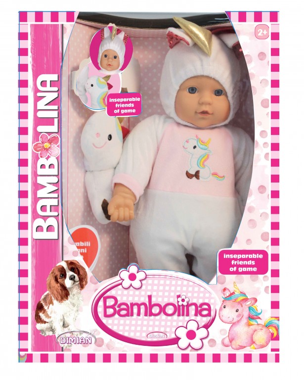 Bambolina Unicorn! Κούκλα Μωρό με Φορμάκι Μονόκερος 41εκ. BD1873 - Bambolina