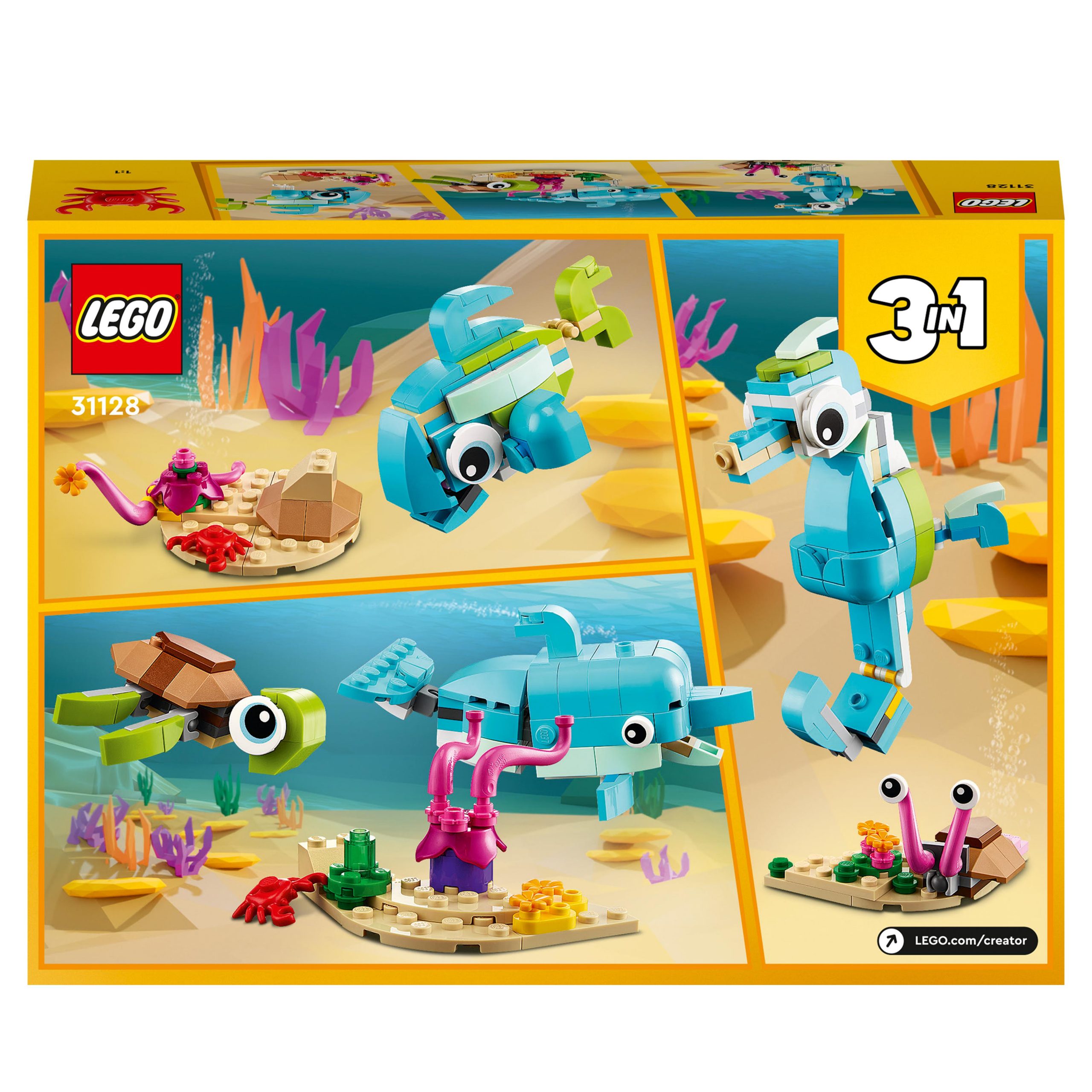 LEGO Creator Δελφίνι και Θαλάσσια Χελώνα 3σε1 31128 - LEGO, LEGO Creator