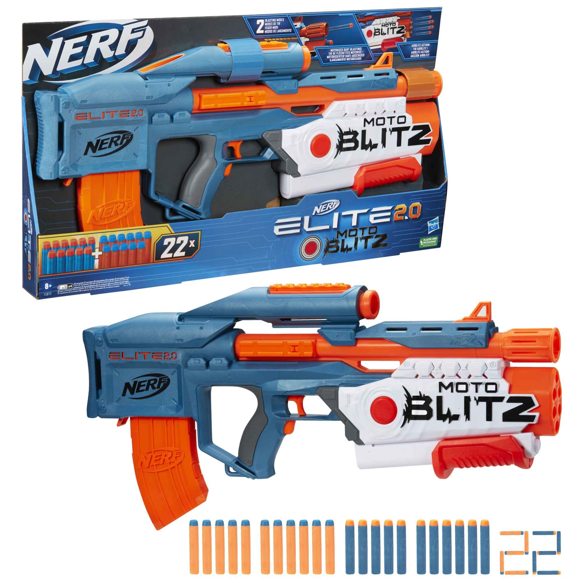 Nerf Elite 2.0 Motoblitz Blaster 2 σε 1 με 22 Βελάκια F5872EU4 - NERF