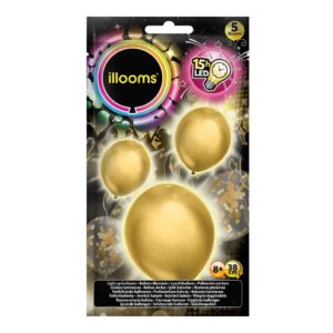 Illooms Confetti Φωτεινά Μπαλόνια με LED σε Χρυσό 5τεμ. LLM19000 - illooms