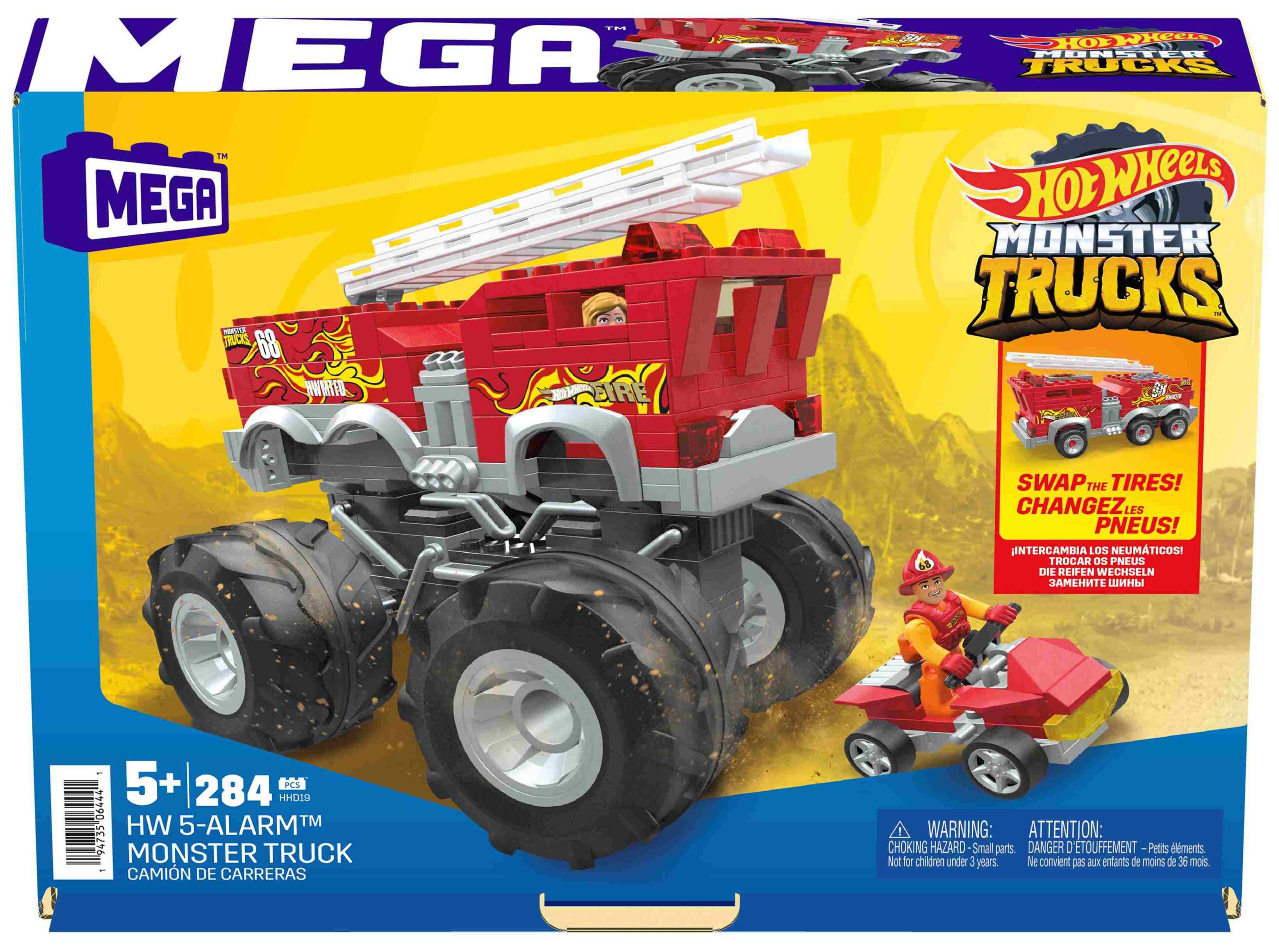 Mega Bloks - Hot Wheels Monster Trucks Πυροσβεστικό Όχημα 2σε1 HHD19 - Hot Wheels, Mega Bloks