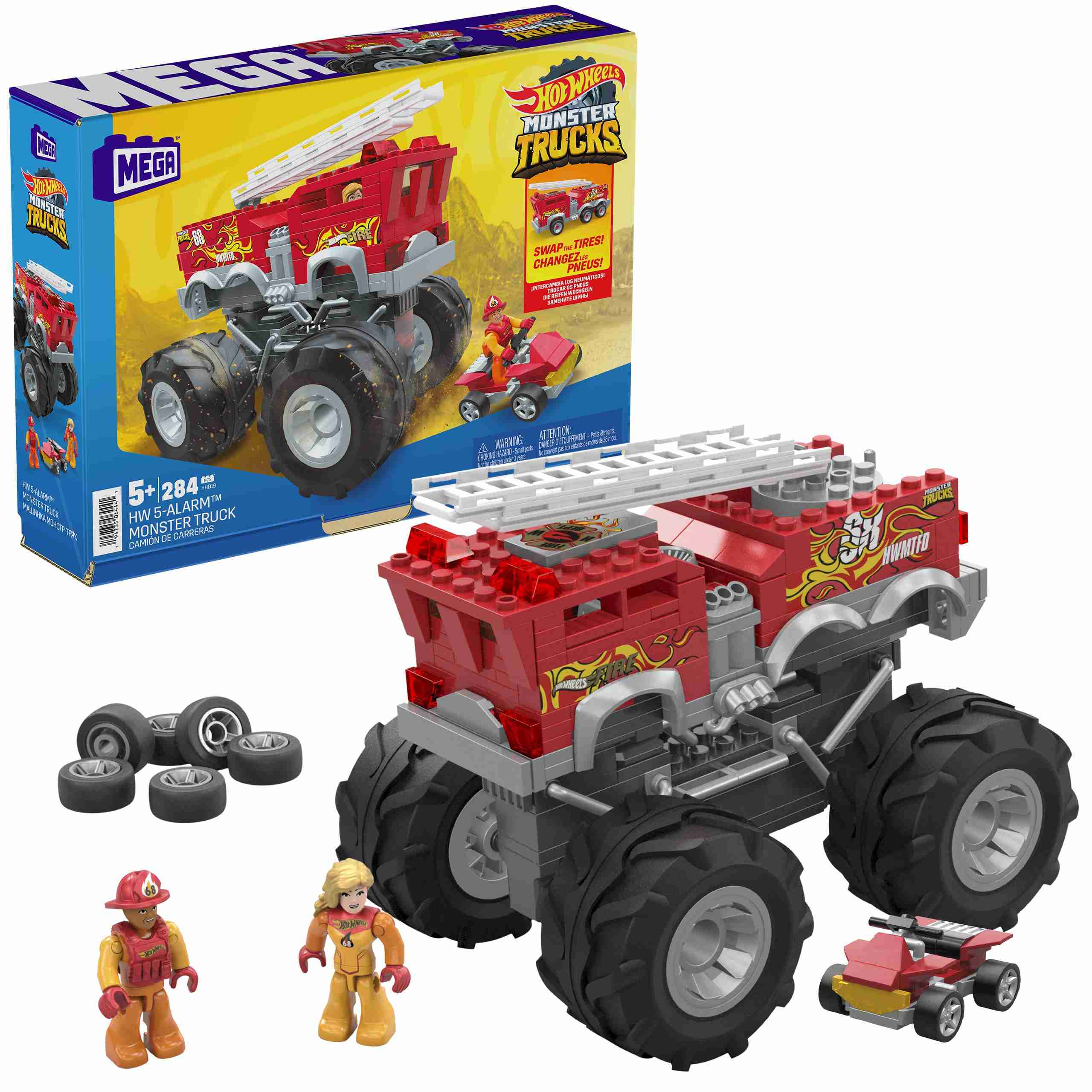 Mega Bloks - Hot Wheels Monster Trucks Πυροσβεστικό Όχημα 2σε1 HHD19 - Hot Wheels, Mega Bloks