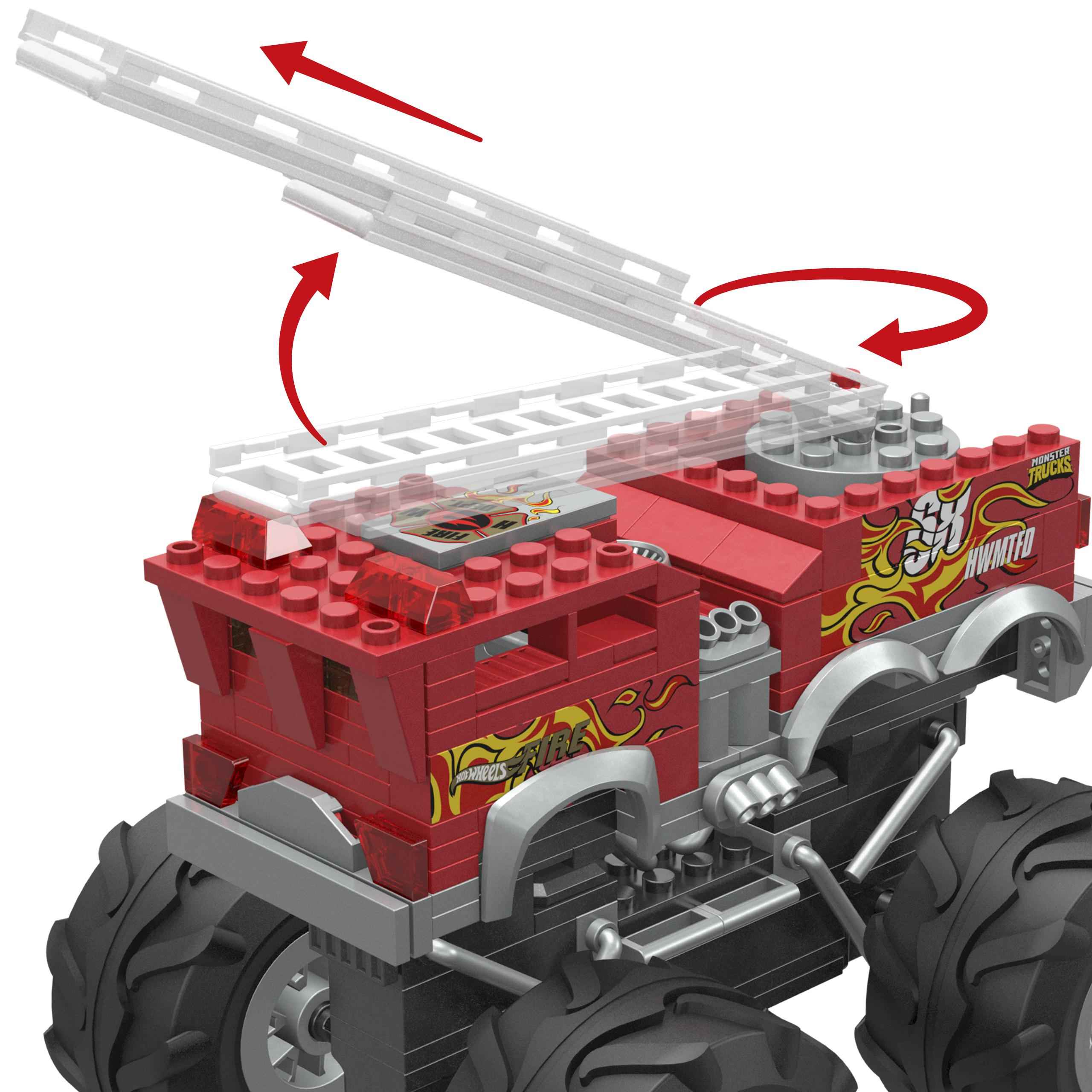 Mega Bloks - Hot Wheels Monster Trucks Πυροσβεστικό Όχημα 2σε1 HHD19 - Hot Wheels, Mega Bloks