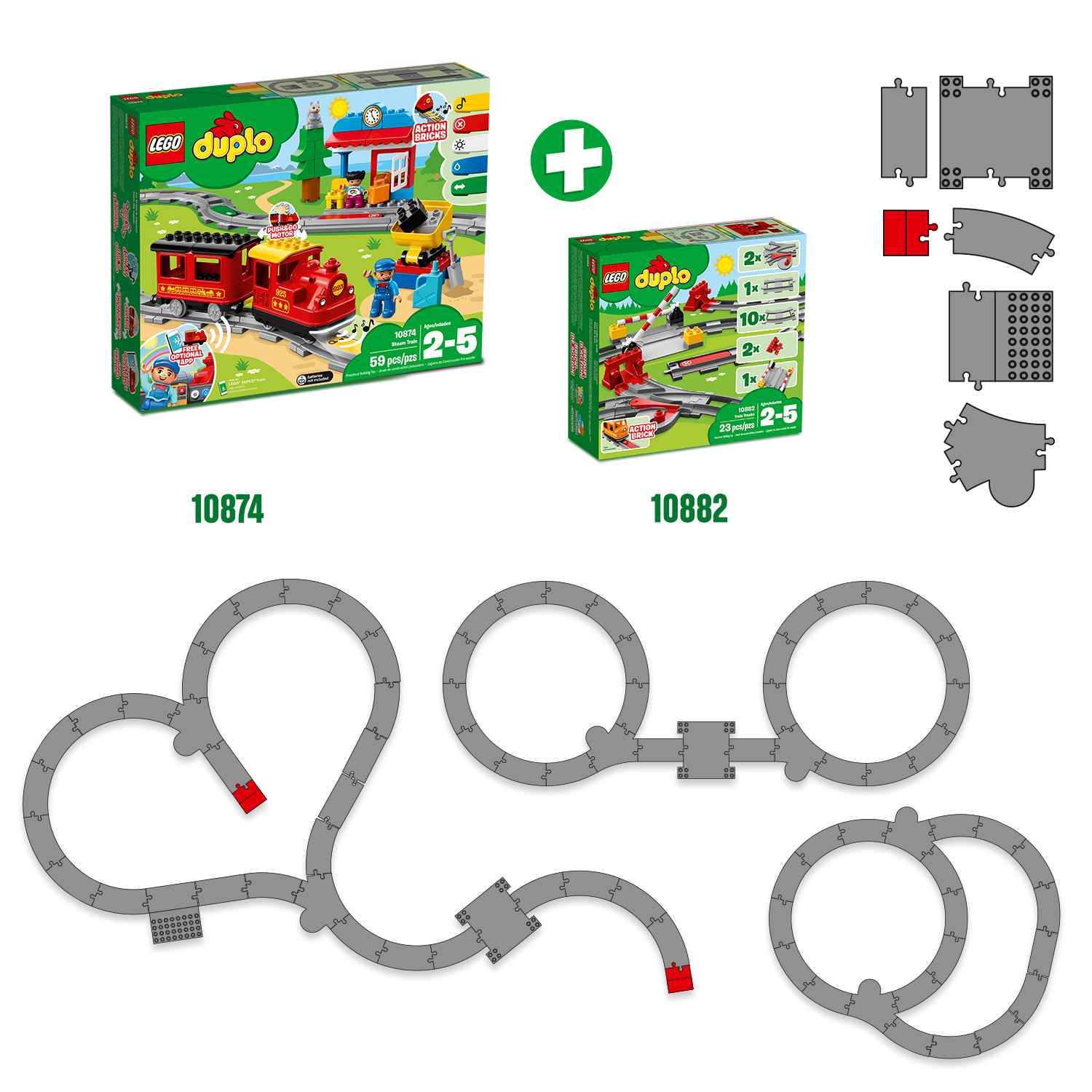 LEGO Duplo Σιδηροδρομικές Τροχιές 10882 - LEGO, LEGO Duplo