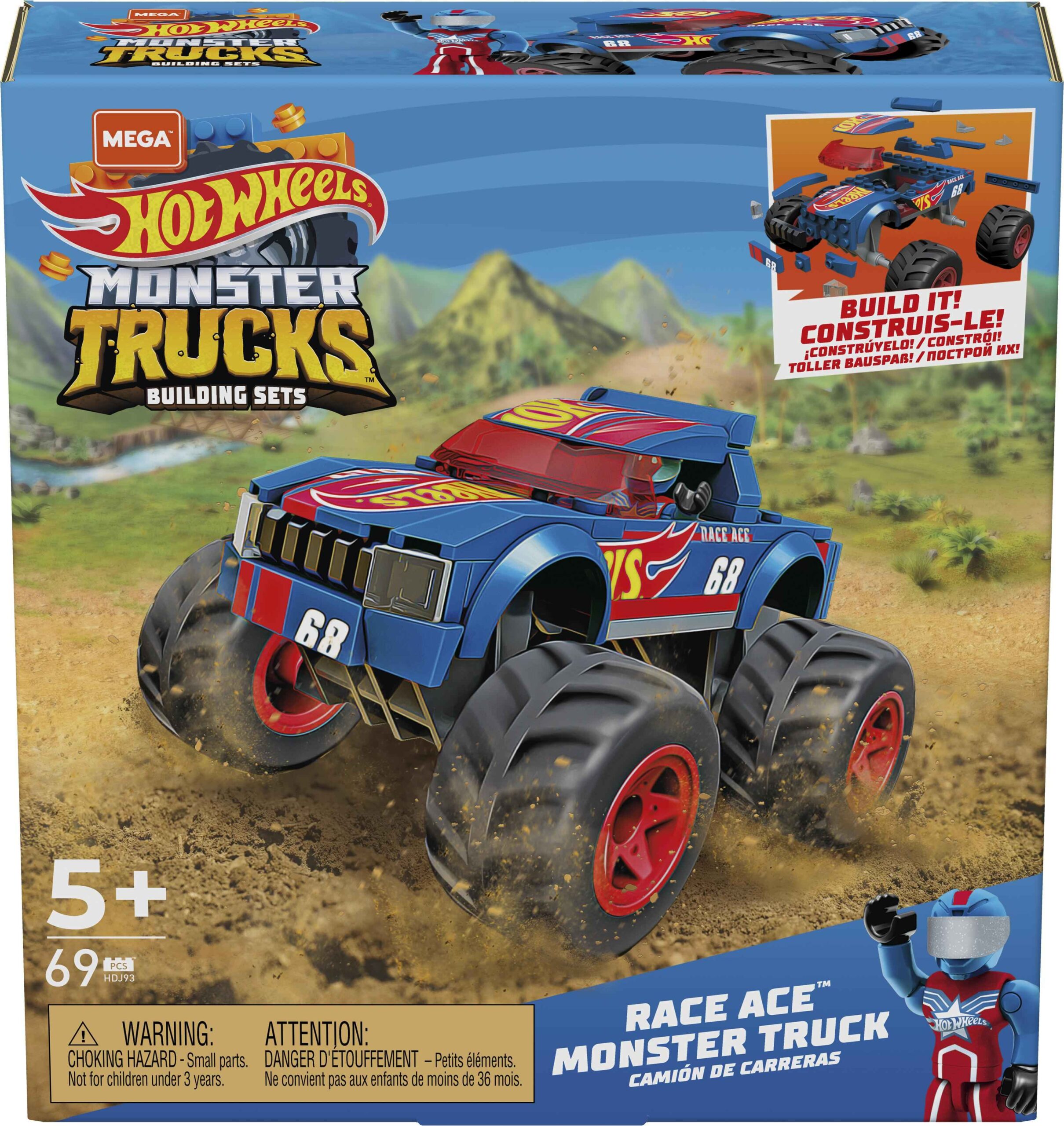 Mega Hot Wheels Monster Trucks Gunkster & Race Ace 3 Σχέδια HHW80 - Hot Wheels, Mega Bloks