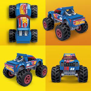 Mega Hot Wheels Monster Trucks Gunkster & Race Ace 3 Σχέδια HHW80 - Hot Wheels, Mega Bloks