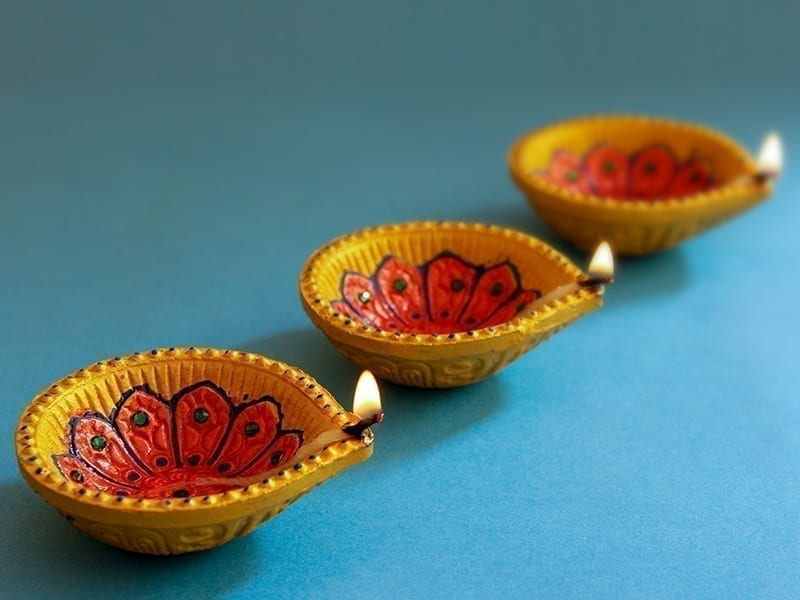 decorated diya for diwali