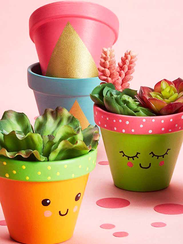 cute painted plant pots