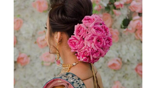 Trending: Bridal Floral Buns With Unique Elements | Indian bridal hairstyles,  Bridal hair inspiration, Indian wedding hairstyles