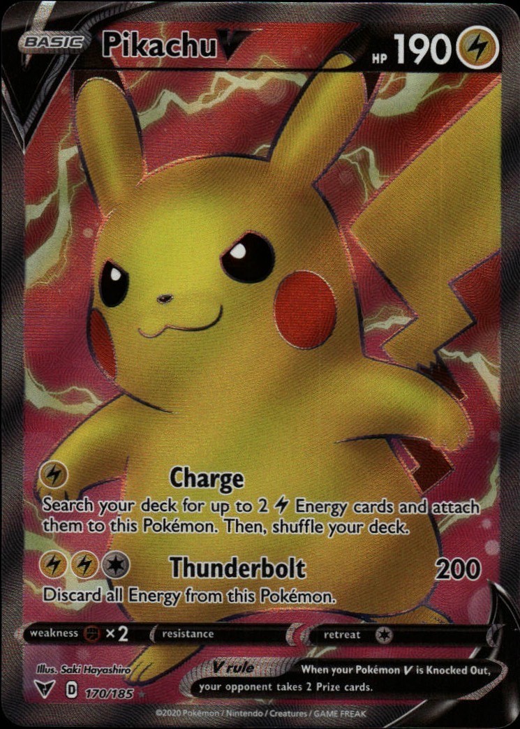 Pikachu V (Full Art) Ultra Rare SWSH04: Vivid Voltage 170/185 NM