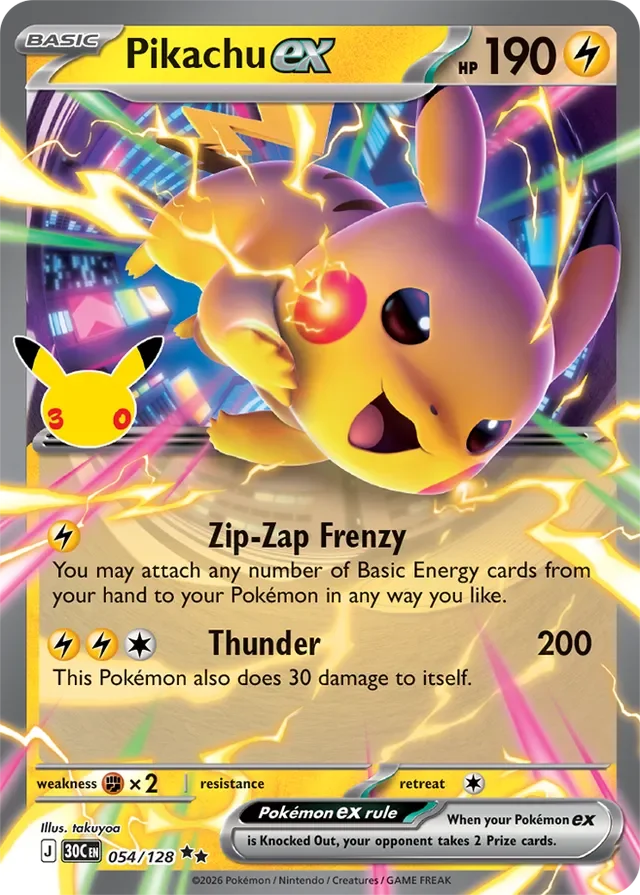 Pikachu ex 54/158 from 30th Celebration