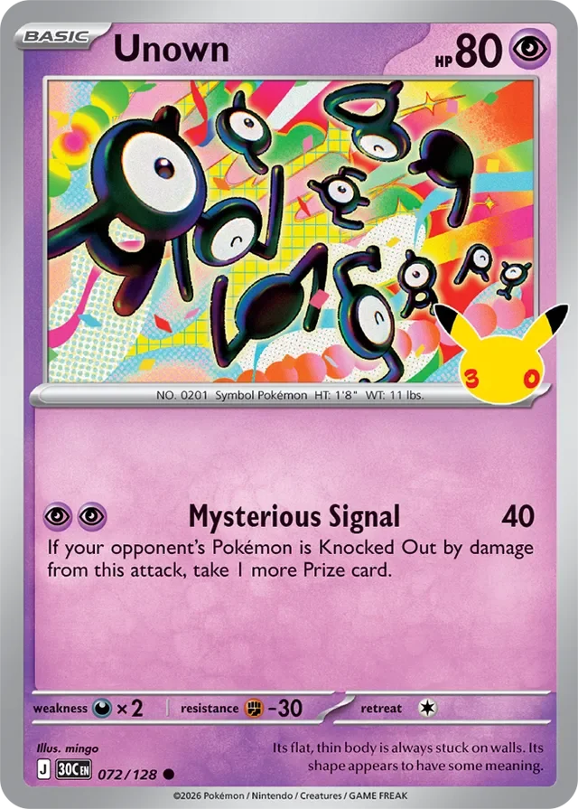 Unown 72/158 from 30th Celebration
