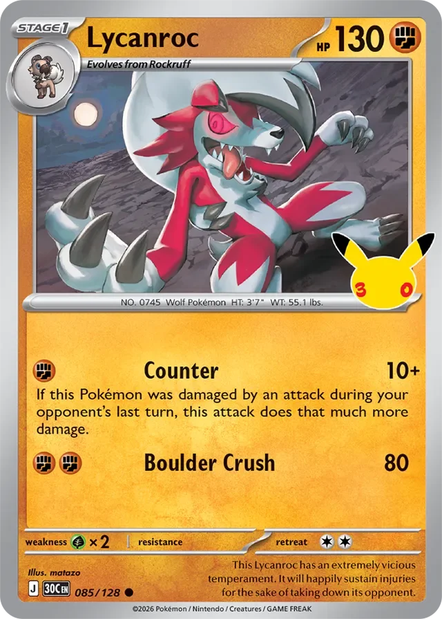 Lycanroc 85/158 from 30th Celebration