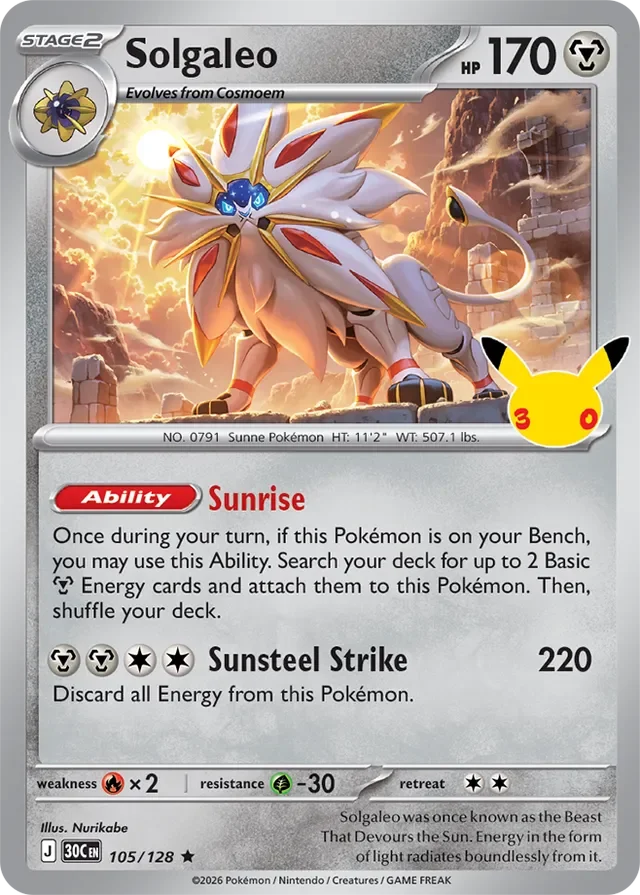 Solgaleo 105/158 from 30th Celebration