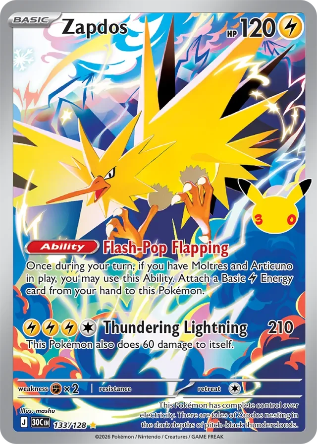Zapdos 133/158 from 30th Celebration