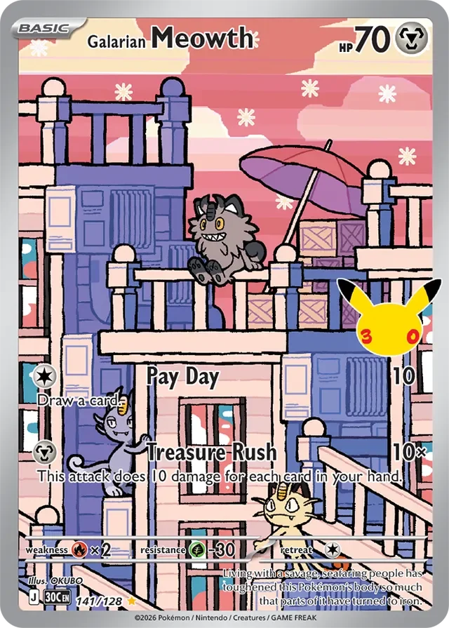 Galarian Meowth 141/158 from 30th Celebration