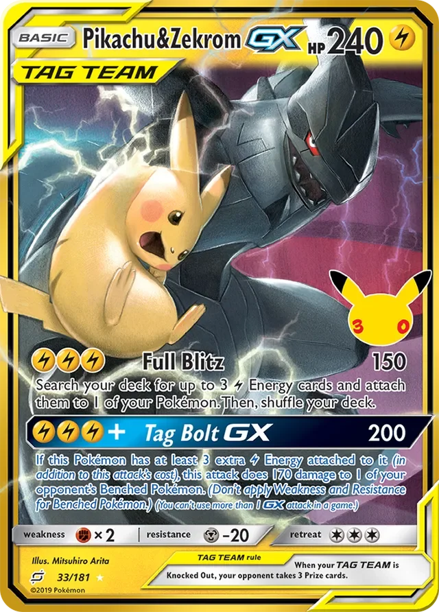Pikachu & Zekrom-GX 25/30 from 30th Celebration Classic Collection
