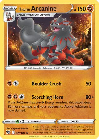 Hisuian Arcanine 71/216 from Astral Radiance