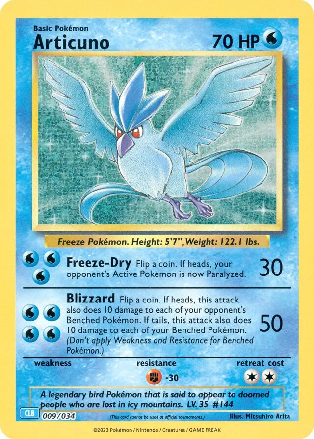 Articuno 9/34 from Pokémon TCG Classic (Blastoise)