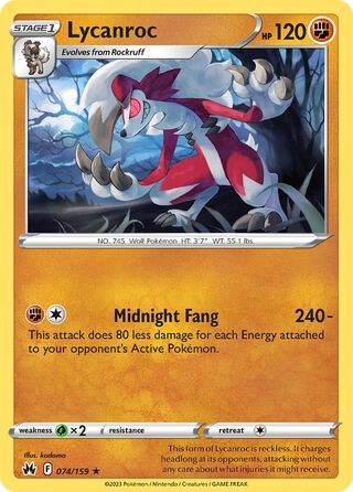 Lycanroc 74/160 from Crown Zenith