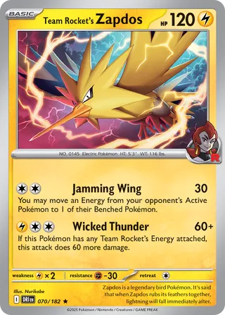 Team Rocket's Zapdos 70/244 from Destined Rivals