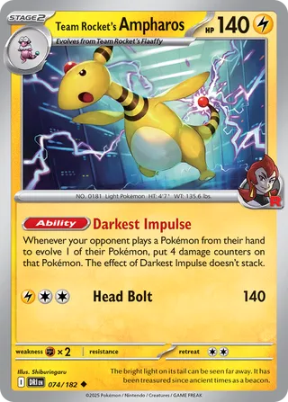 Team Rocket's Ampharos 74/244 from Destined Rivals