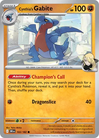 Cynthia's Gabite 103/244 from Destined Rivals