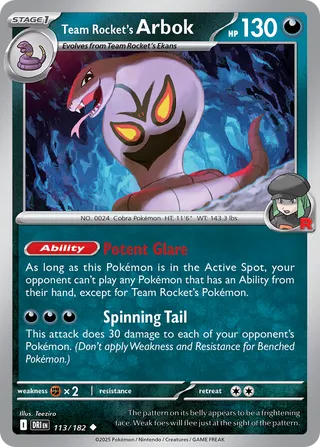 Team Rocket's Arbok 113/244 from Destined Rivals