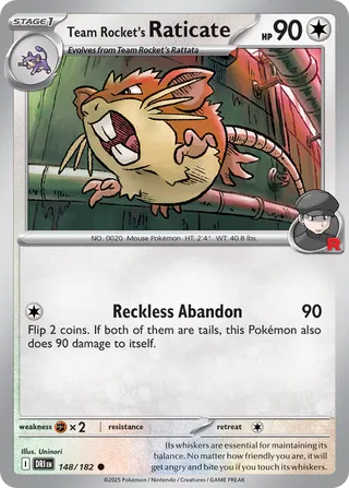 Team Rocket's Raticate 148/244 from Destined Rivals