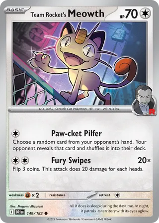 Team Rocket's Meowth 149/244 from Destined Rivals