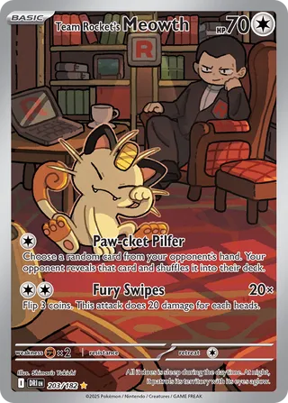 Team Rocket's Meowth 203/244 from Destined Rivals