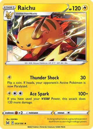 Raichu 53/217 from Lost Origin