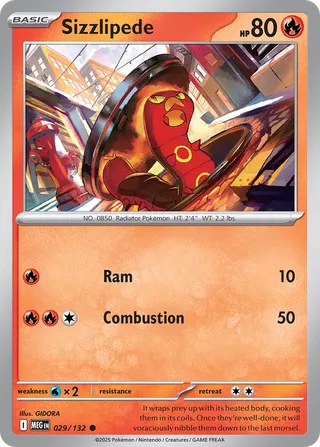 Sizzlipede 29/188 from Mega Evolution