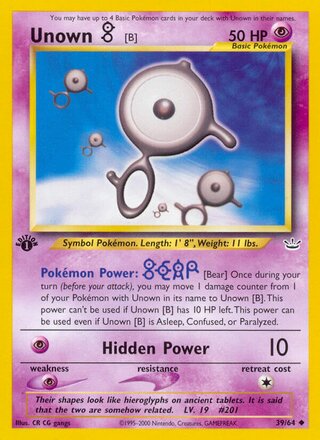 Unown [B] 39/66 from Neo Revelation