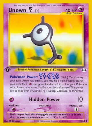 Unown [Y] 40/66 from Neo Revelation