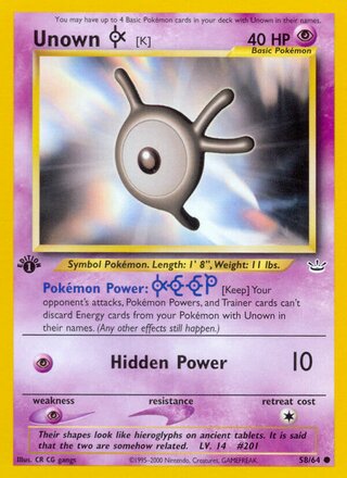 Unown [K] 58/66 from Neo Revelation