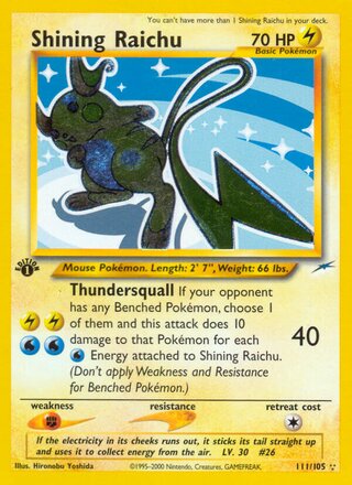 Shining Raichu 111/113 from Neo Destiny