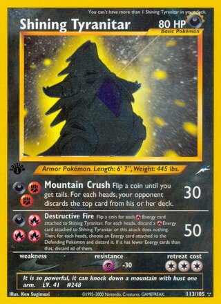 Shining Tyranitar 113/113 from Neo Destiny